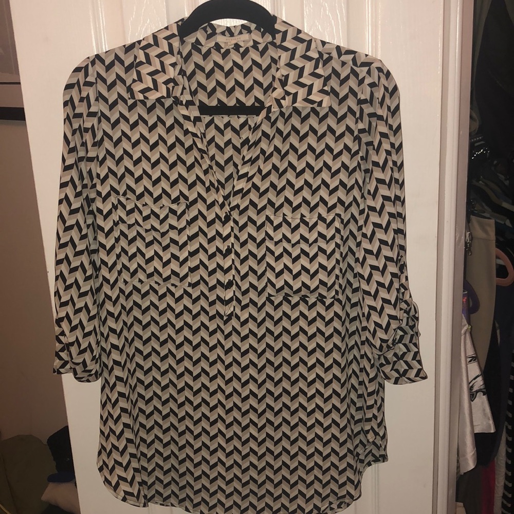 Pleione geometric print tunic blouse